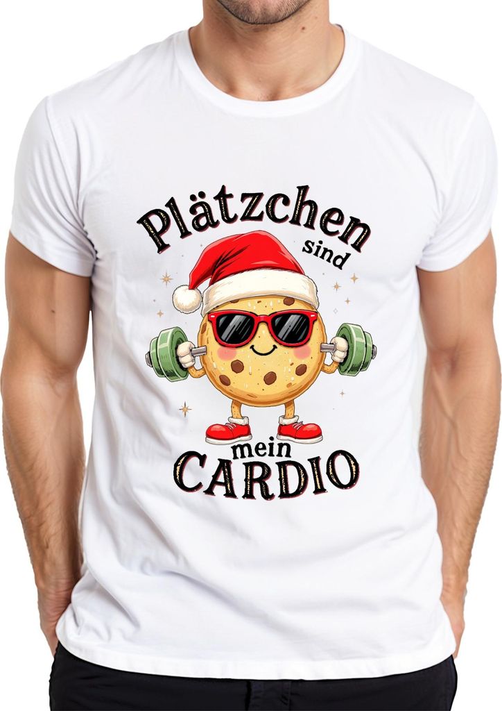 Plätzchen sind mein Cardio Keks Hantel Weihnachten lustig Herren T-Shirt, Weiß, S