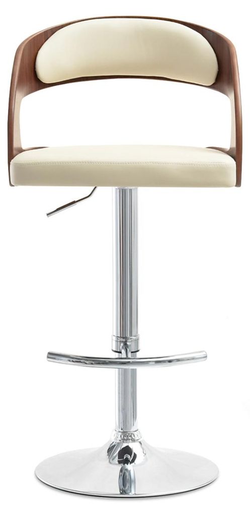 Verstellbarer Barhocker ZUWENA – Walnuss/Creme/Chrom Produktbild 