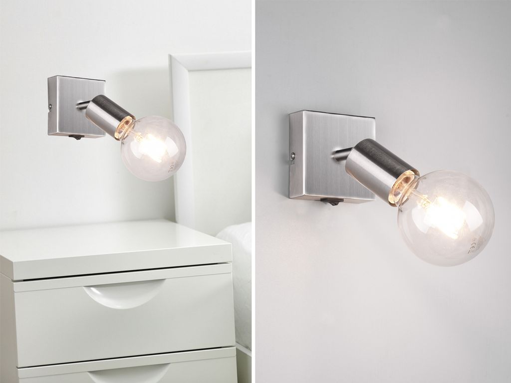 Retro LED Wandstrahler Deckenstrahler Spot mit Schalter 1flammig Silber 9x11cm