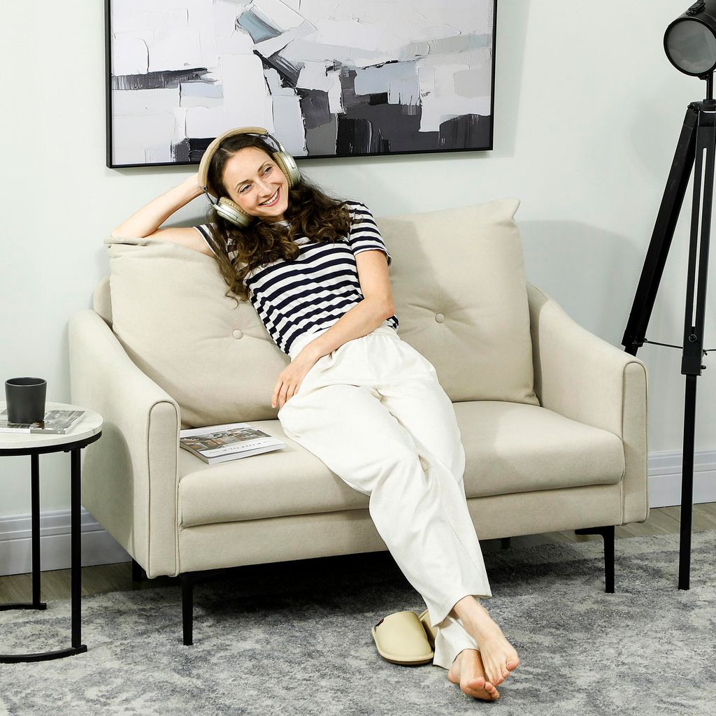 HOMCOM Sofa 2-Sitzer 124 cm Kleine Couch mit Armlehne