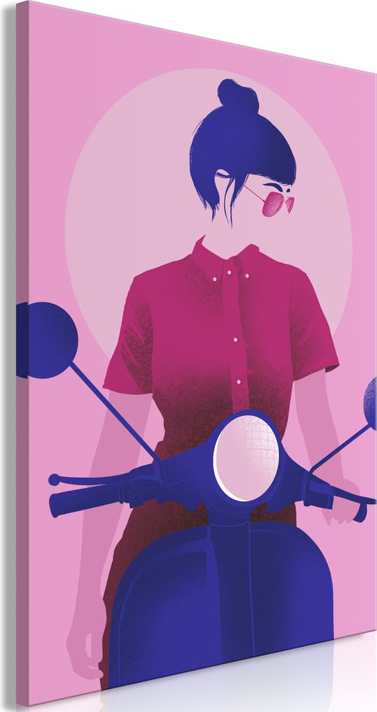 Italienischer Leinwand Leinwandbild - Girl on Scooter (1 Part) Vertical 80x120 cm Menschen h-A-0145-b-a