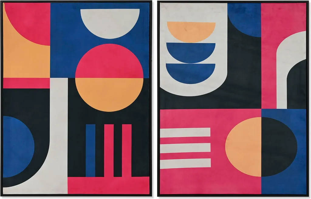 Tableau Home ESPRIT Bleu Noir Moderne Urbain 63x83 cm de 2 Pièces