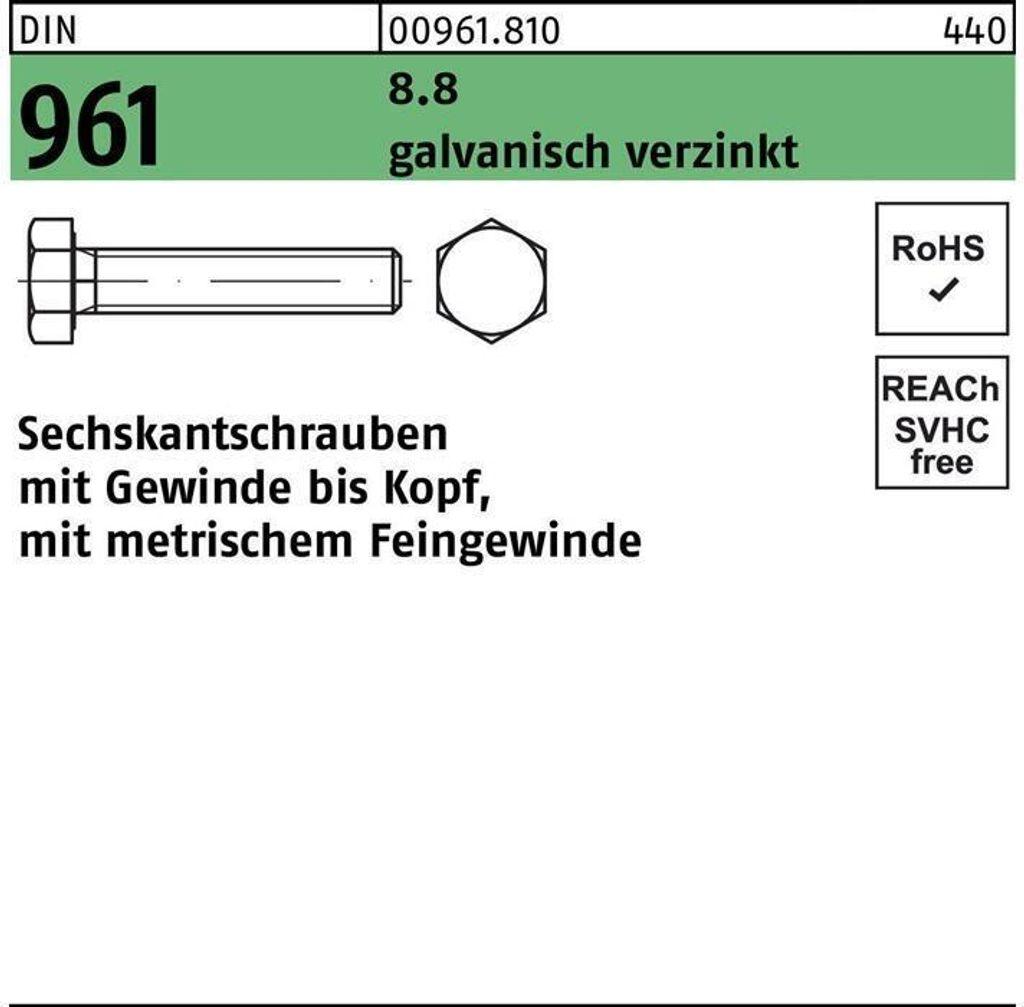 Reyher Sechskantschrauben DIN 961 8.8 M 20x1,5x35 vz (50 Stück)
