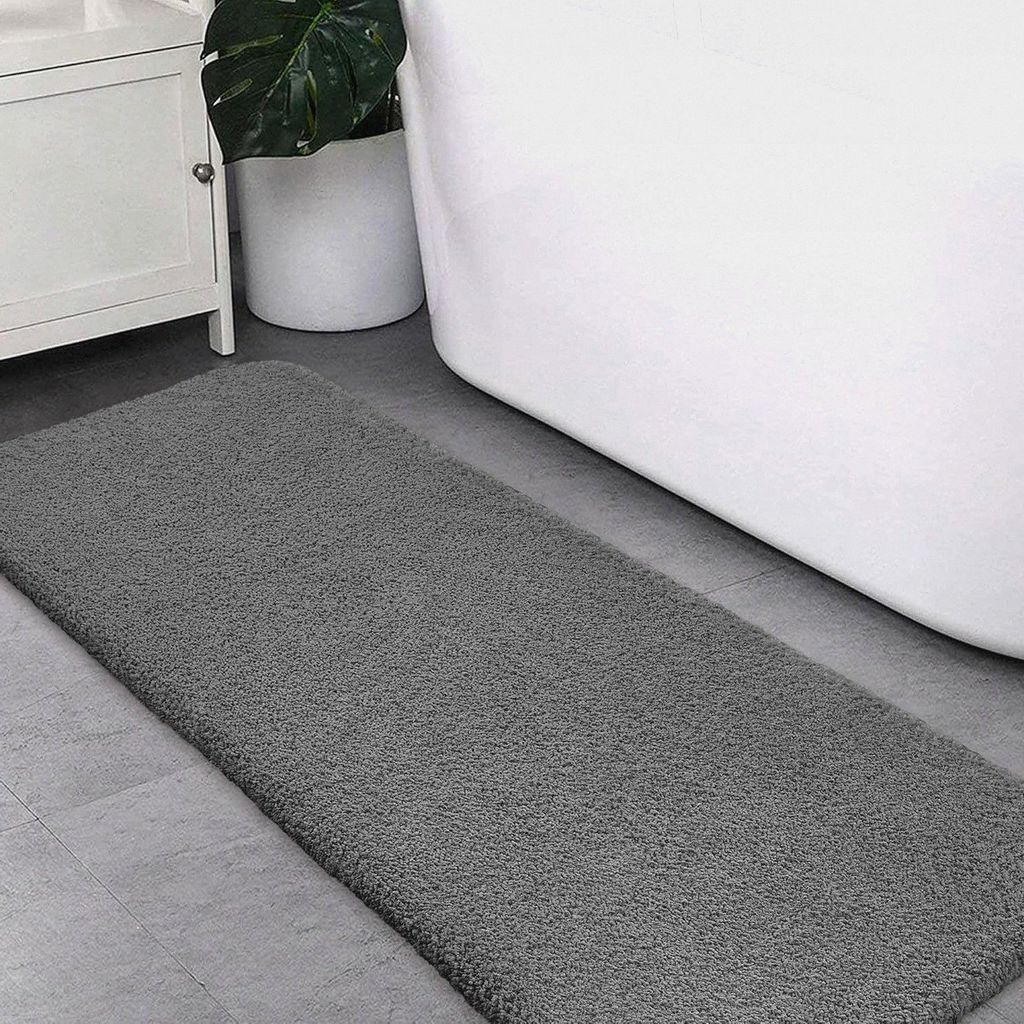 Badematte Rutschfest Badteppich Extra Lange Verdickt Badezimmerteppich Weich Badeteppich Flauschige Mikrofaser Badvorleger Badläufer, Supersaugfä...