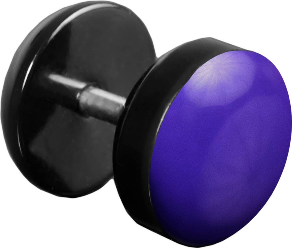 viva-adorno 1 Stück Fake Plug Ohrstecker Edelstahl Acryl schwarz mit farbig emaillierter Front Z465 Schwarz/Lila