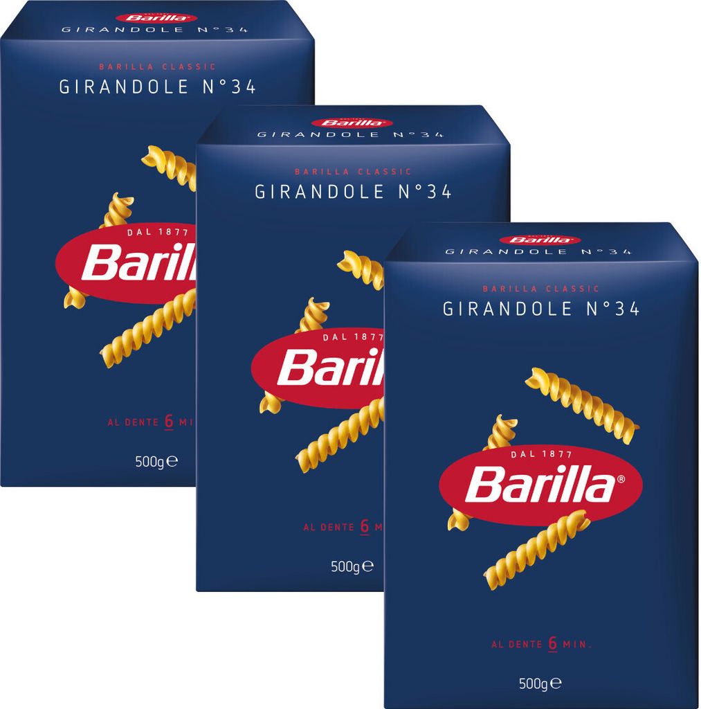 Barilla Girandole Nr 34 Kurze Pasta aus Hartweizengriess 500g 3er Pack