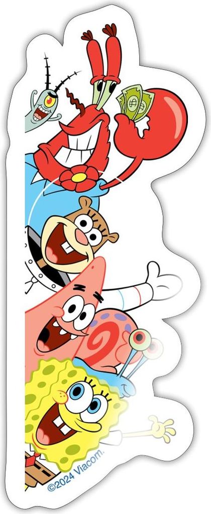 Spreadshirt Spongebob Schwammkopf Patrick Gary Sandy Mr. Krabs Sticker Aufkleber, 10 x 10 cm, Weiß glänzend