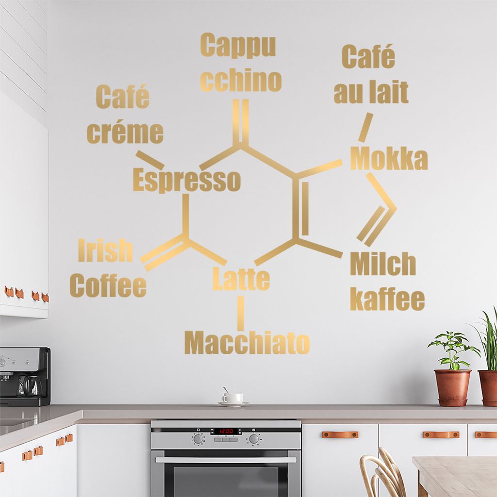 Kaffeesorten Formel Wandtattoo in 6 Größen - Wandaufkleber Wall Sticker - Dekoration, Küche, Wohnzimmer, Schlafzimmer, Badezimmer