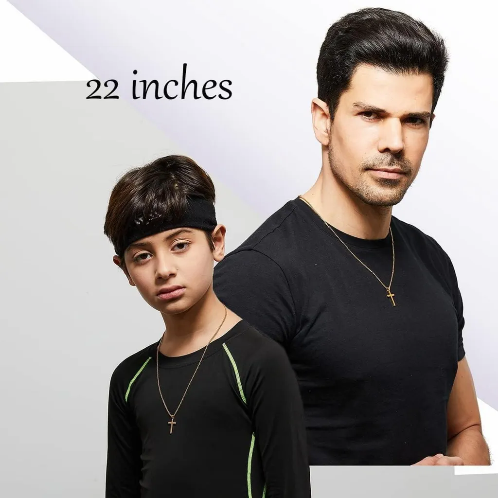 Collana Croce Acciaio Inox Uomo Minimal | Ciondolo Argento Oro Nero 18/20 - 3
