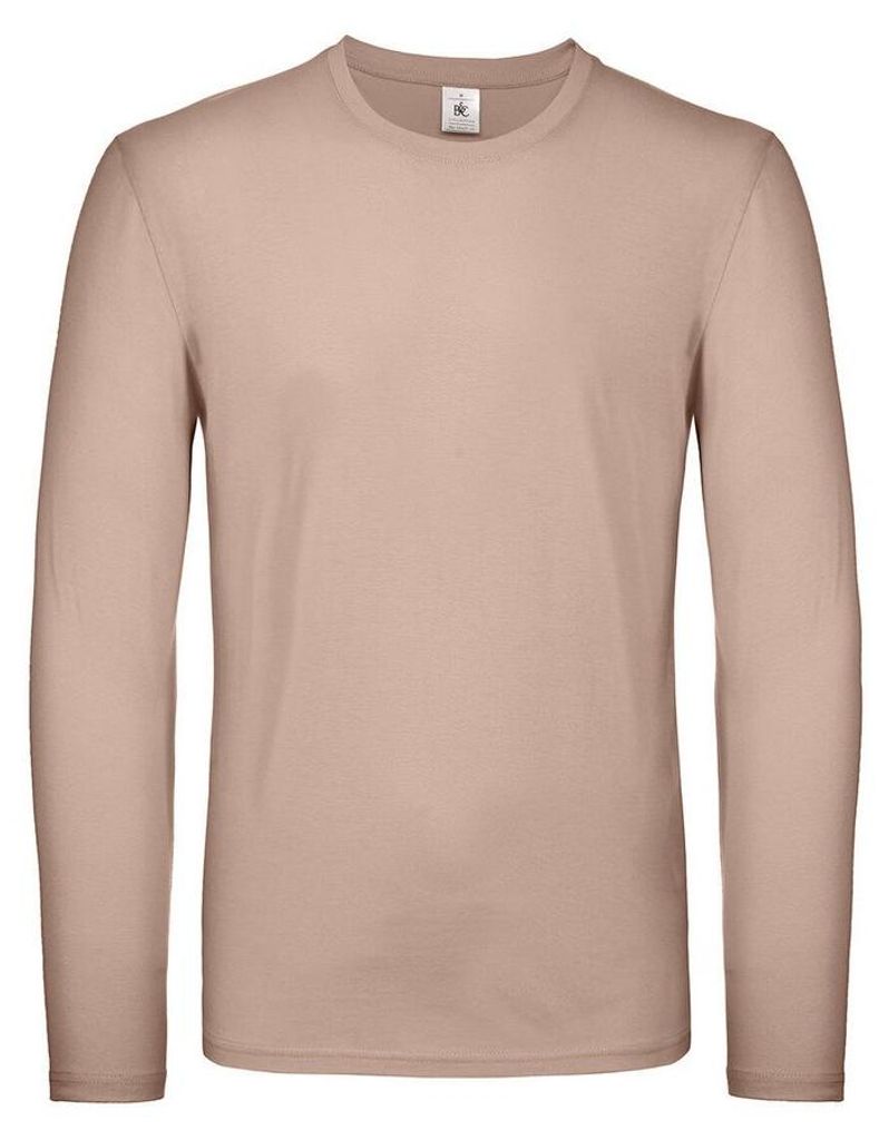 B&C - "#E150" T-Shirt für Herren Langärmlig FK2966 (L) (Hellrosa)