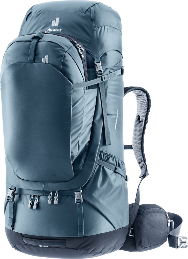 A blue Deuter backpack is shown against a white background.