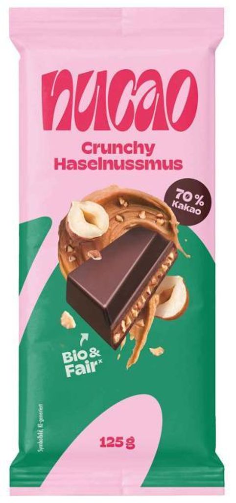 nucao Tafelschokolade Crunchy Haselnussmus  125g Produktbild 