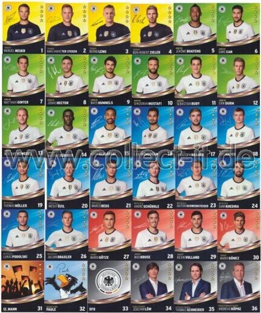 REWE-EM16 - Komplettsatz REWE Sammelkarten 1-36