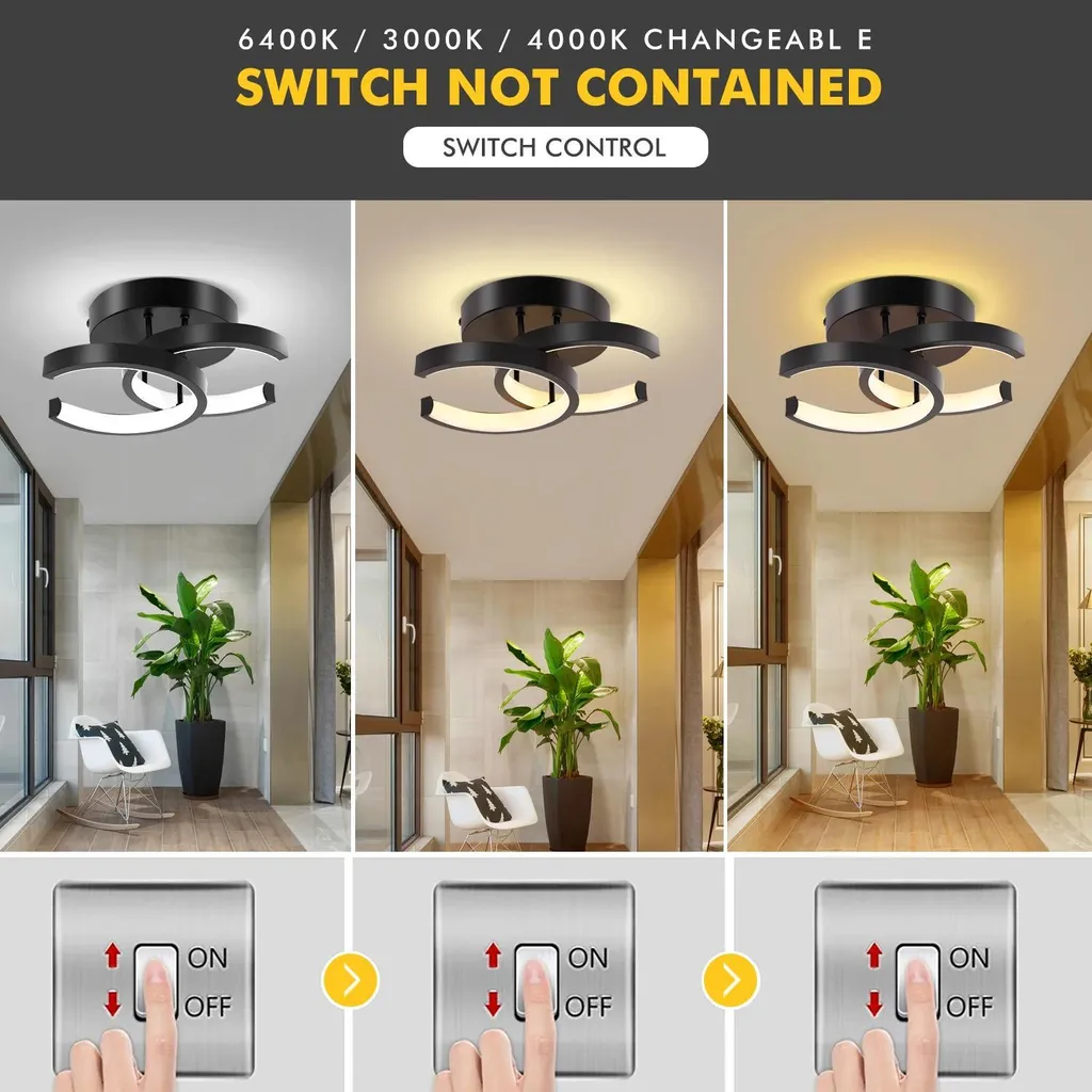 Luminaire Plafonnier LED Design Moderne - Éclairage Variable Noir et Blanc - 3