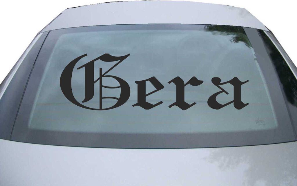 Indigos UG - Aufkleber Heckscheibe & Motorklappe DE6504 - schwarz - 600x180 mm - Stadt Gera - Auto Scheiben Fenster Heckklappe Tuning Racing JDM - ...