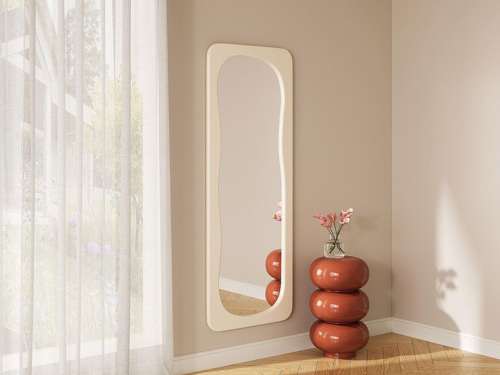 Organischer Spiegel mit glänzender Oberfläche – B 60 x H 160 cm – Elfenbein – HAIMEI