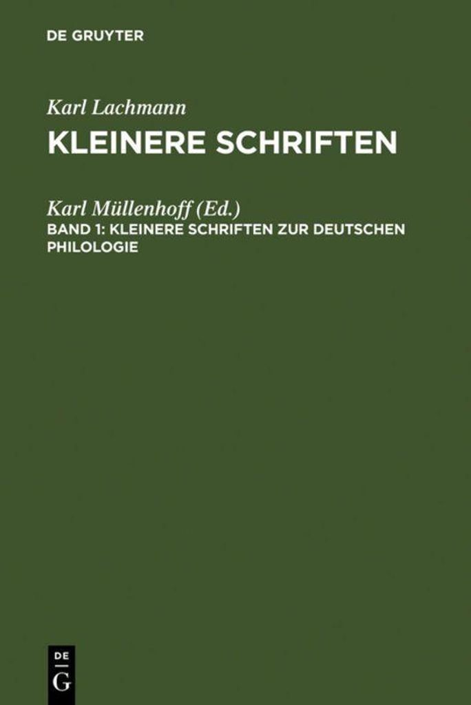 Kleinere Schriften zur deutschen Philologie