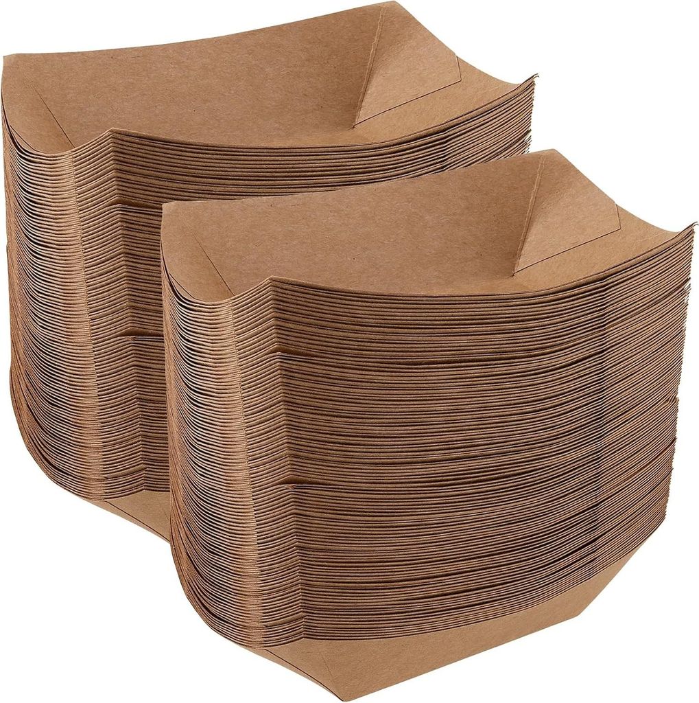 Kraftkartonnen Schalen 100 Stück - Fingerfood Schalen 165 x 120 x 25 mm in braunem Papier