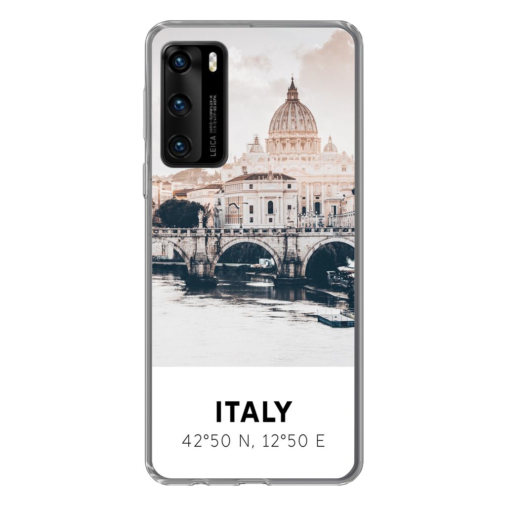 MuchoWow Handyhülle Schutzhülle Hülle für Huawei P40 Italien - Brücke - Fluss Silikon Softcase Handy Hülle - Handytasche