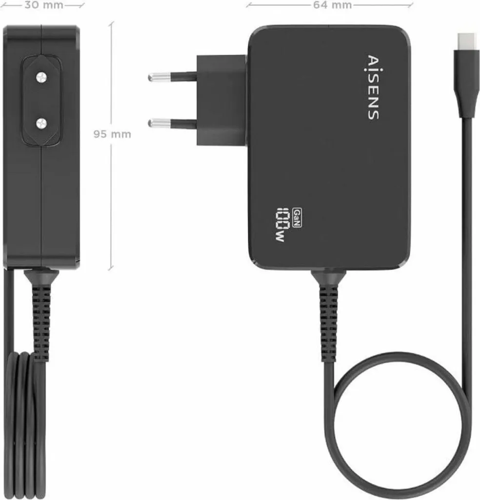Cordon Aisens 100W USB-C 5m : Charge Rapide et Longue Portée (Noir) - 3
