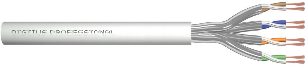 DIGITUS CAT 6A U/FTP Twisted Pair Roh-Patchkabel, 100m,grau Produktbild 
