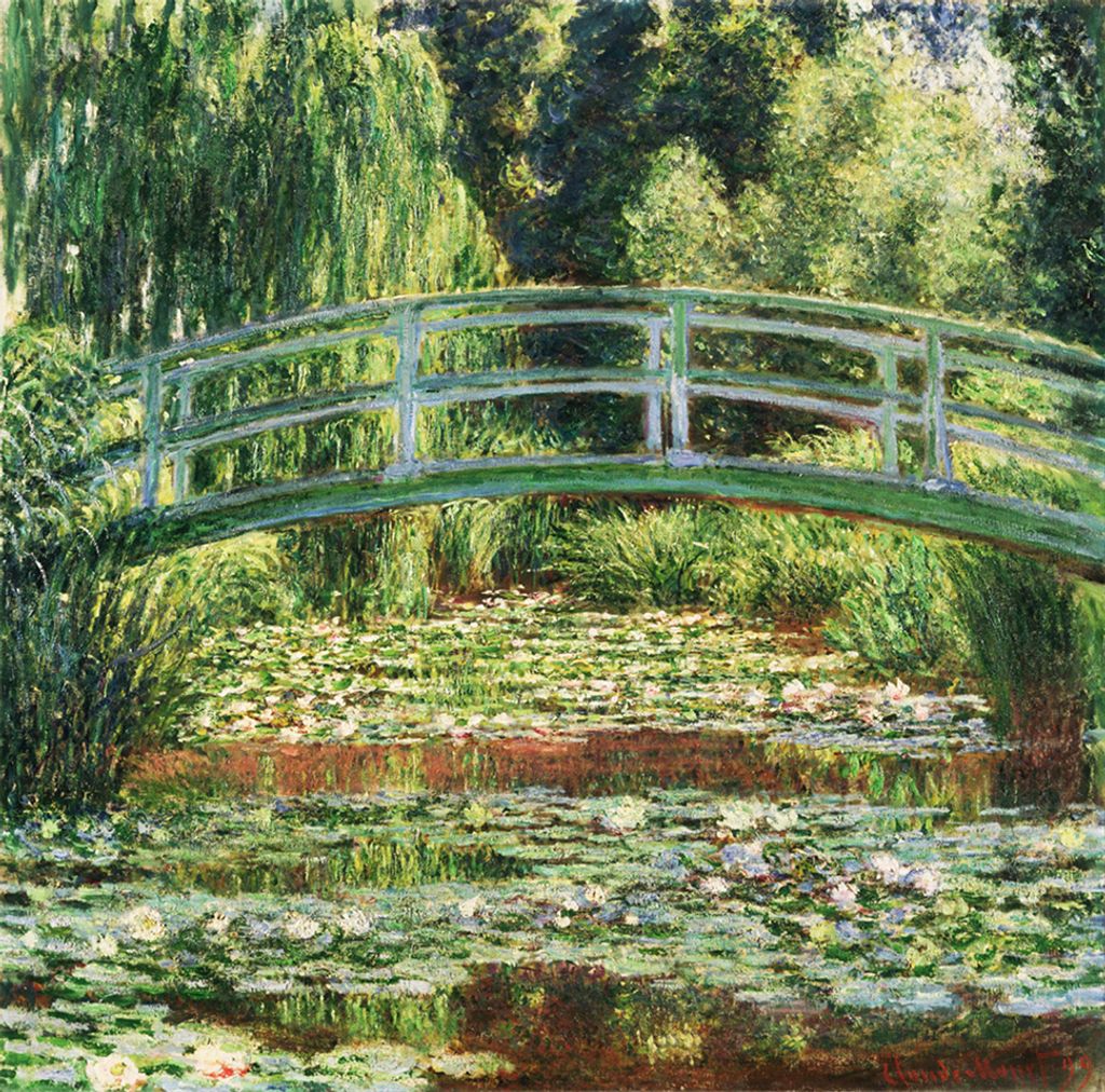 Legendarte - Kunstdruck auf Leinwand - Der Seerosenteich (Seerosen und Japanische Brücke) Claude Monet - Wanddeko, Canvas cm. 90x90