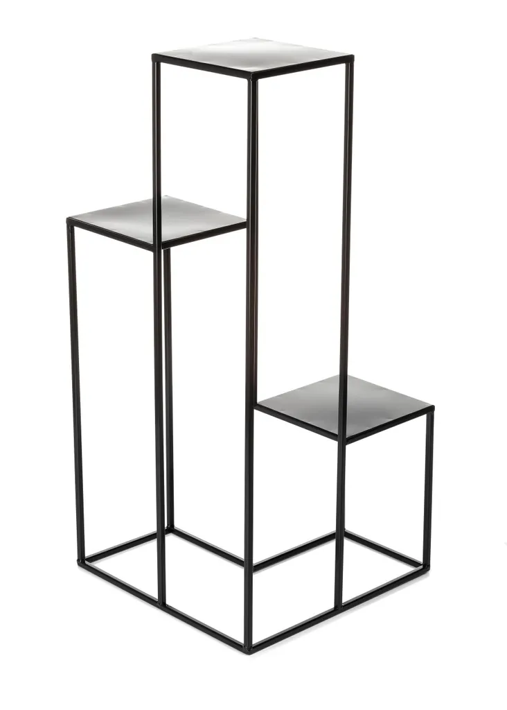 Porte-plante haut en métal noir 85 cm LOFT - Jardinière sur pieds chic