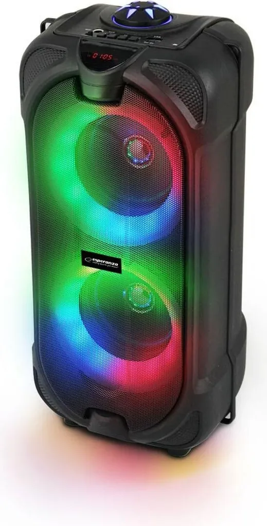 Enceinte Sans Fil Esperanza Rythme avec Éclairage RVB et Radio FM Noir