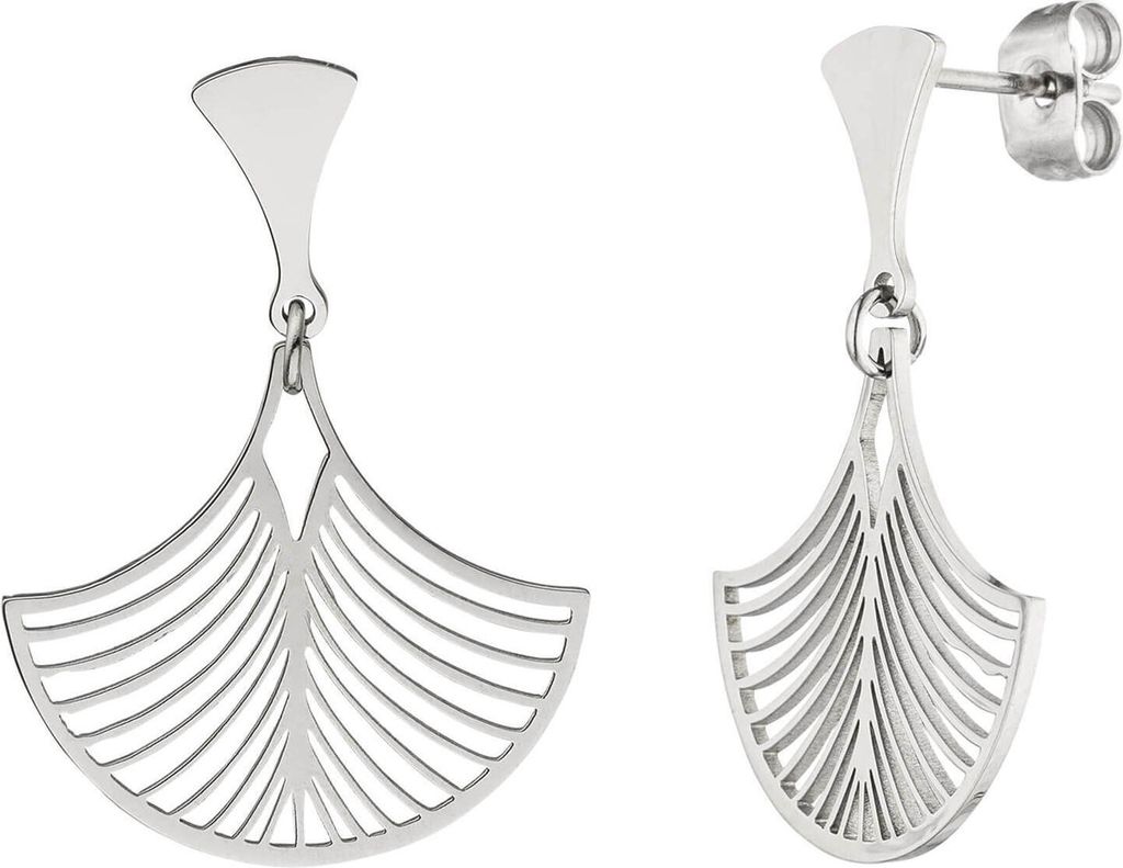 Ohrringe Ohrhänger Ginkgo Ginkoblatt Silhouette Edelstahl Hängerstecker Damen