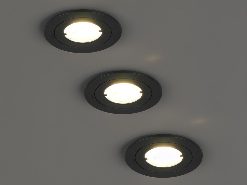 LED Decke Einbaustrahler 230V ohne Trafo, 3er Set dimmbar flach rund Ø 8cm