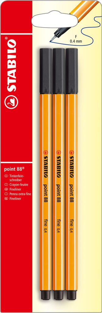 Fineliner - STABILO point 88 - paquet de 3 - noir Image du produit 