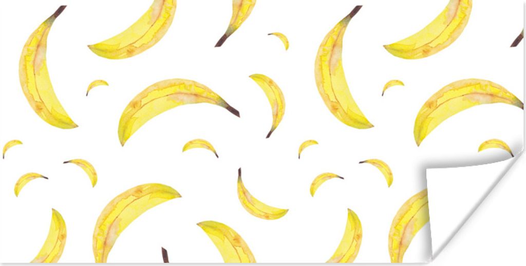MuchoWow Poster Bananen - Weiß - Muster 80x40 cm - Wanddeko