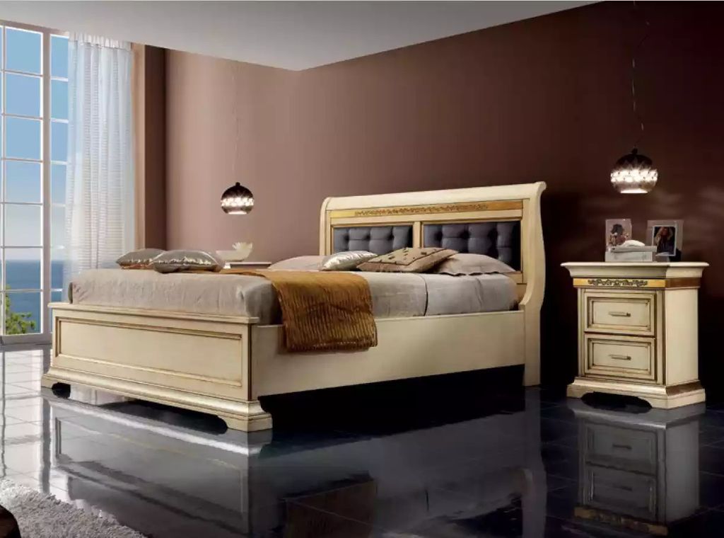 Bett 2x Nachttische 3tlg. Schlafzimmer Set Designer Luxus Komplett Sets