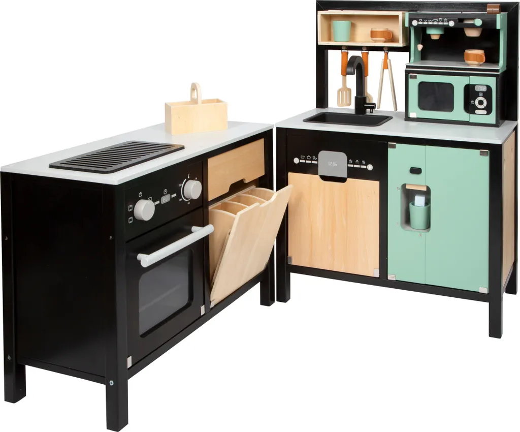 Cuisine enfant bois robuste et stable avec îlot pour petits espaces - 9