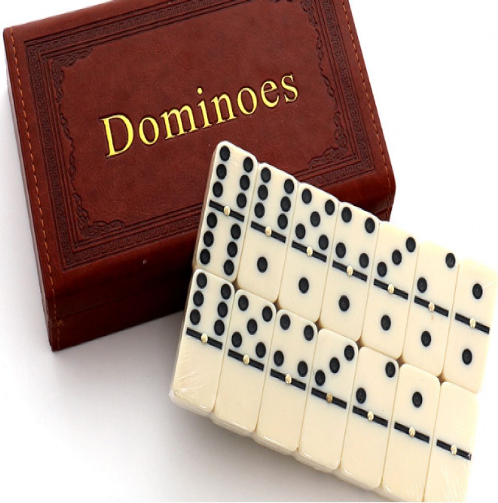 Set Domino in robuster brauner Holzbox, Dominosteine, klassisches Zahlen-Tischspiel für Jungen und Mädchen, Partygeschenke
