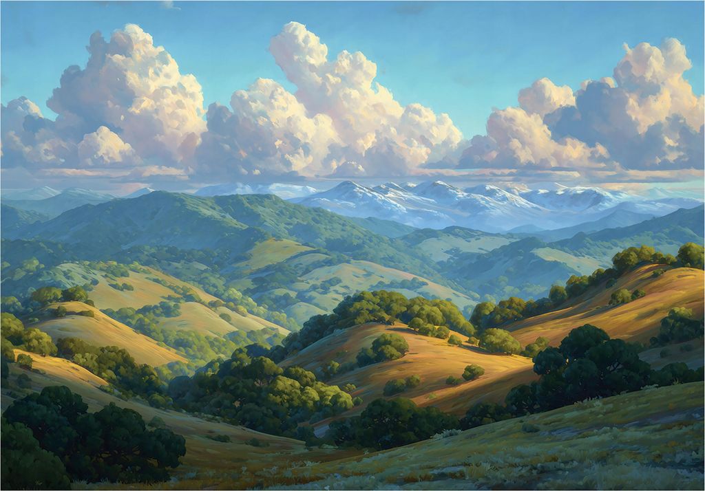 Fototapete Gebirge Landschaft Landschaft - 300x210 cm - Vliestapete Wohnzimmer Schlafzimmer - Vlies Fototapete Grün - 16322VX6