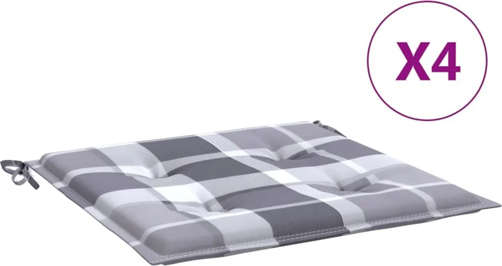 Set 4 Cuscini vidaXL Decorativi Grigio a Quadri 50x50 per Giardino