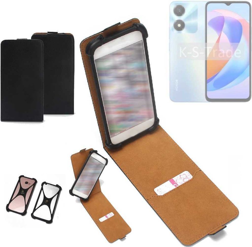 K-S-Trade Handyhülle Schutzhülle kompatibel mit Honor Play 40C 5G Hülle Case Cover Flip Style Bumper schwarz 1x