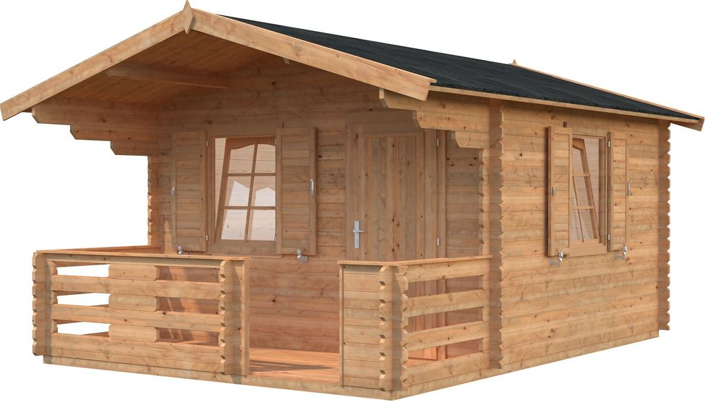 Palmako Gartenhaus Emma 10,4 + 4,2 m² - 34 mm Hellbraun tauchimprägniert