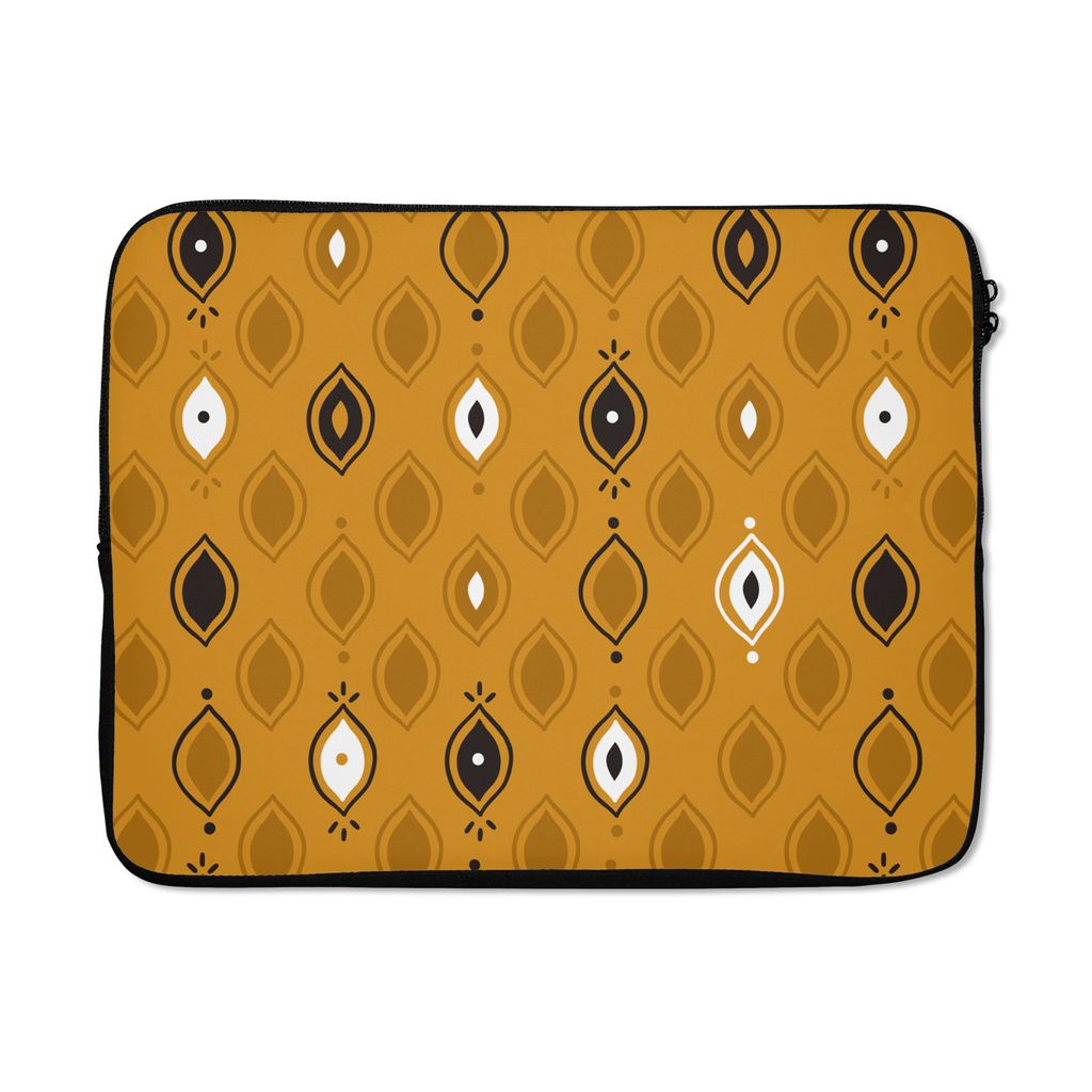 MuchoWow Laptop Hülle 17 Zoll Laptoptasche Ockergelb - Bohème - Design - Zipper - Schutzabdeckung