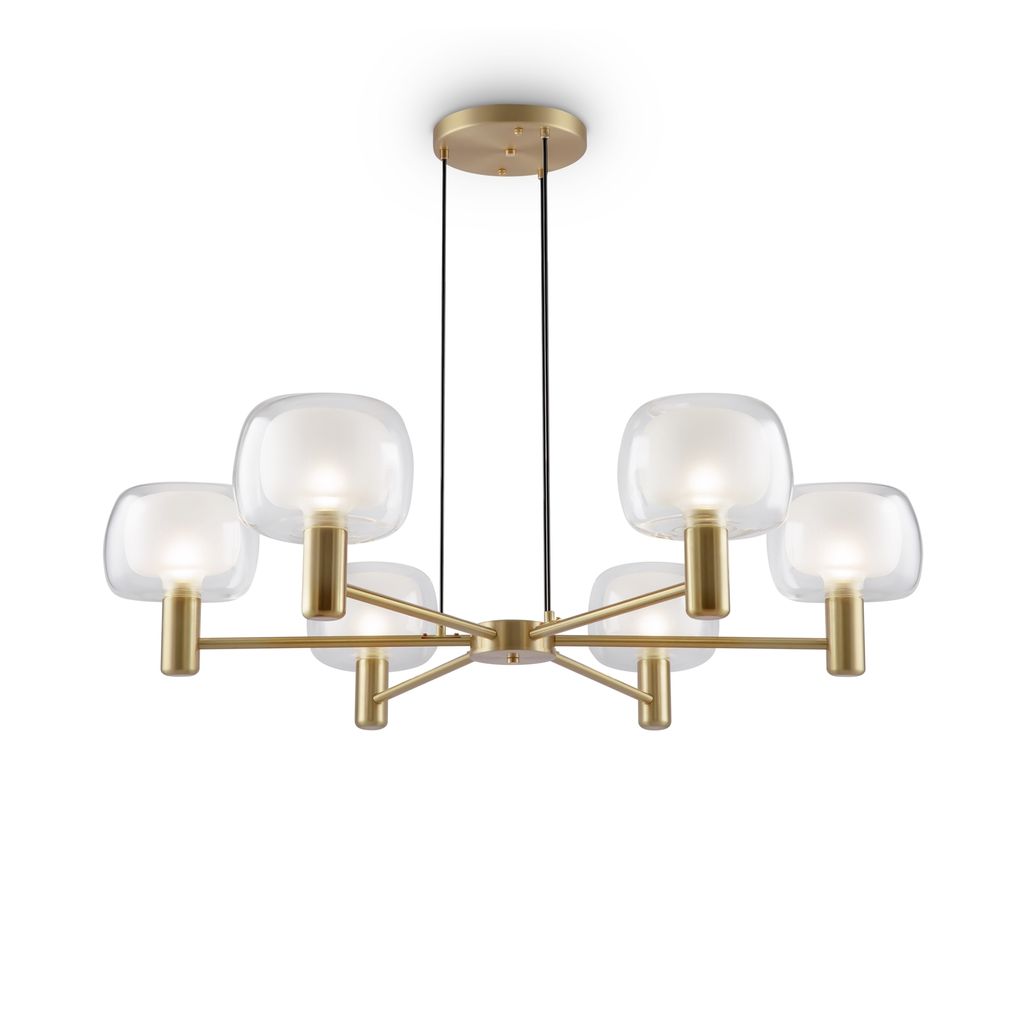 Maytoni Moderne Pendelleuchte Vision 6xE14 excl. in Gold aus Aluminium Glas 60 W für Küche, Schlafzimmer, Wohnzimmer, Esszimmer, Lobby