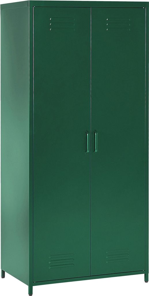 BELIANI Kleiderschrank Grün Metall 76 x 50 x 171 cm mit 2 Türen 3 herausnehmbaren Fächern und Kleiderstange Wohnzimmer Schlafzimmer Flur Büro