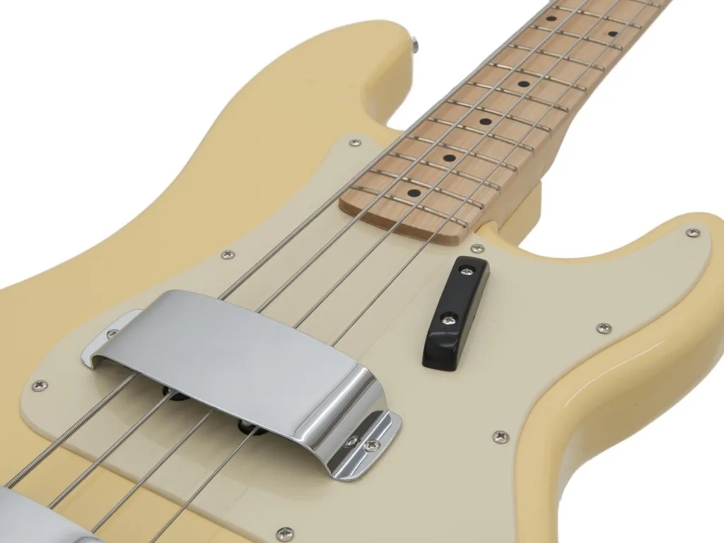 Basse DIMAVERY PB-550 E-Bass style vintage blond avec micro de précision