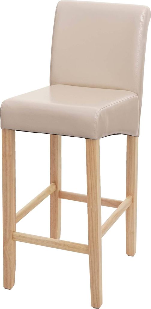 Barhocker MCW-C33, Barstuhl Tresenhocker, Holz MVG- creme, helle Beine, Kunstleder