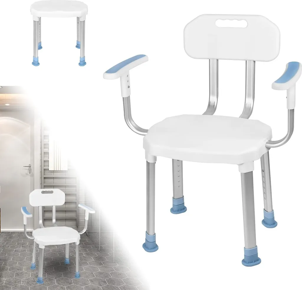 Chaise de Douche Médicale Ajustable pour Seniors avec Siège Confortable