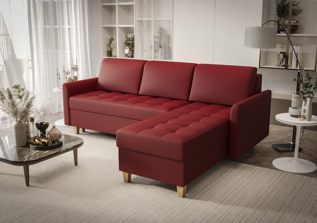 Ecksofa 240x180 cm Rot Rechts Kunstleder Kongo RBN08