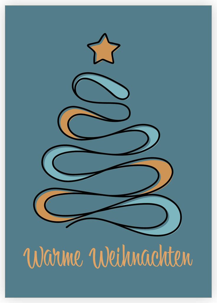 4x Moderne Weihnachtskarte mit den besten Wünschen für warme Weihnachten