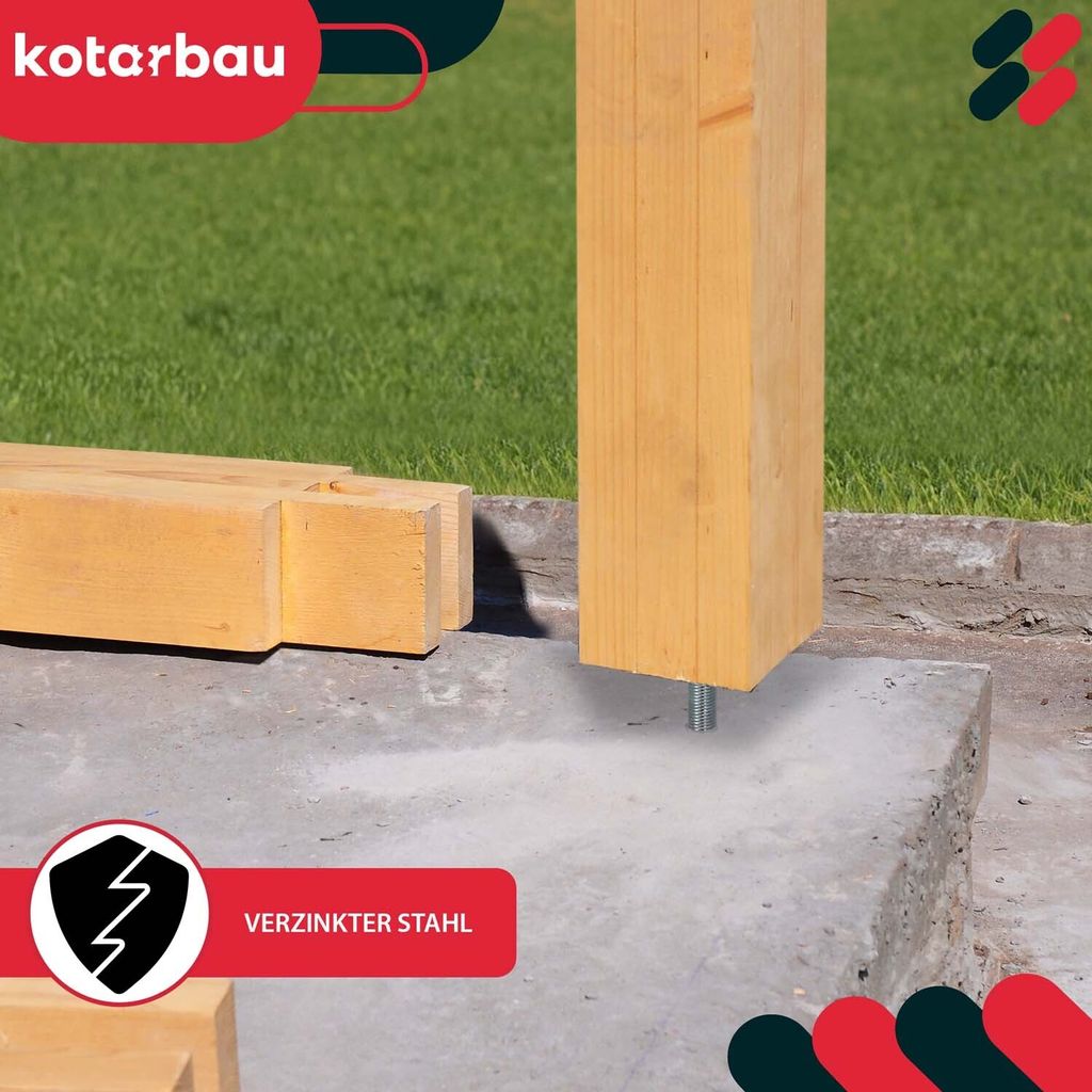 KOTARBAU® Základňa stĺpa 110 x 110 x 500 mm Závit M24 mm so Obrázok produktu 7