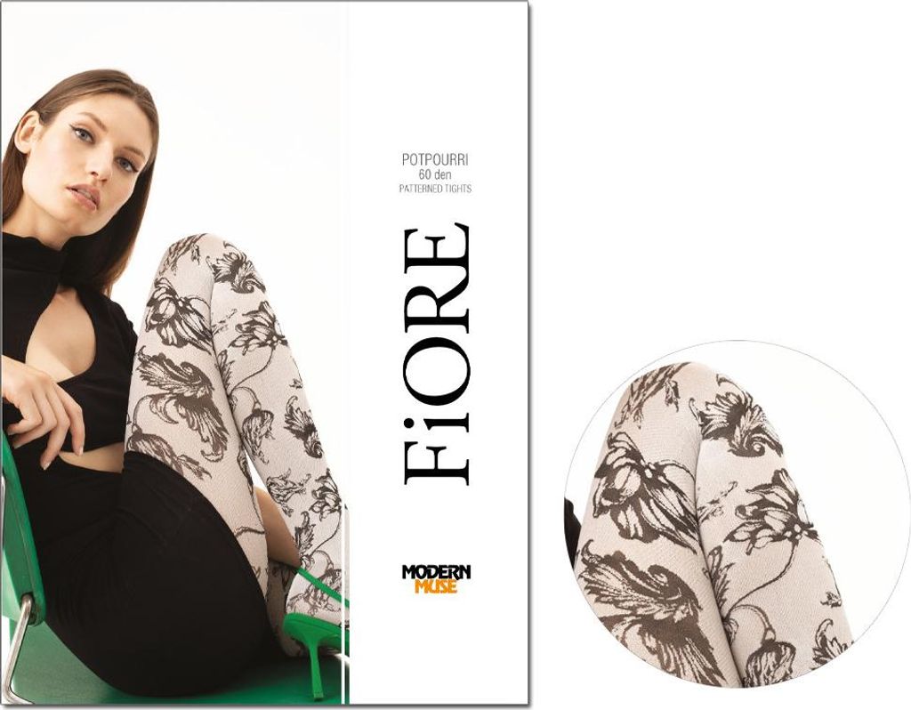 Damenstrumpfhose 60den mit Blumen 3 White Produktbild 