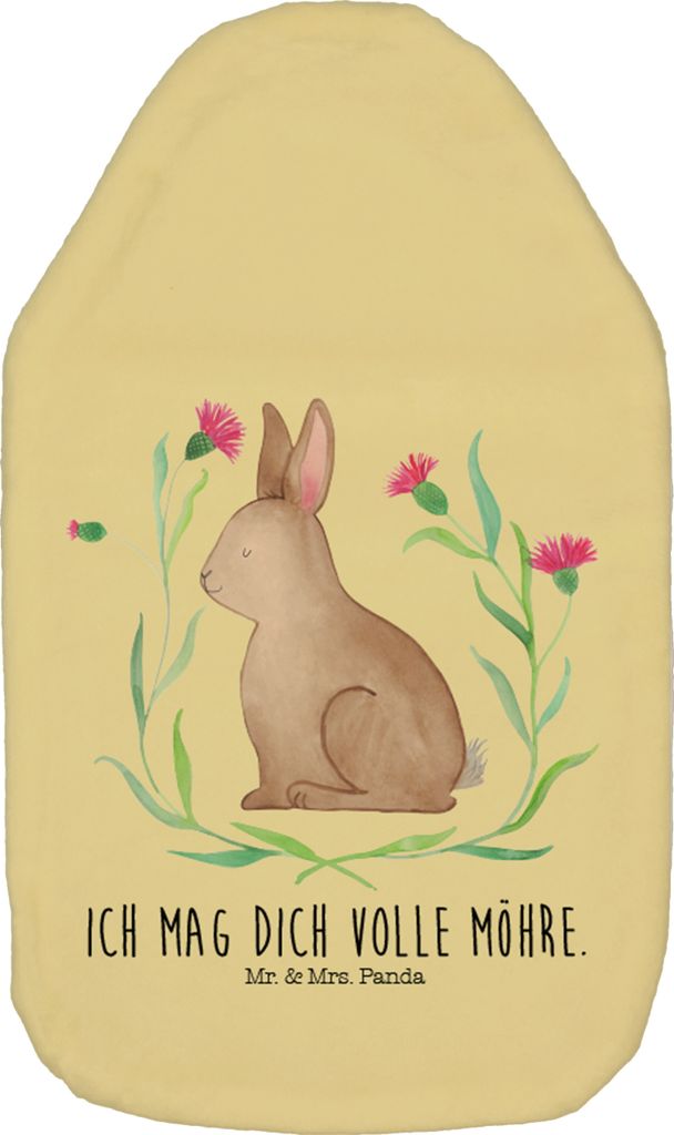 Mr. & Mrs. Panda Wärmekissen Hase Sitzen - Gelb Pastell - Geschenk, Ostergrüße, Osterhase, Frohe Ostern, Wärmflasche, Bettflasche, Kaninchen, L...